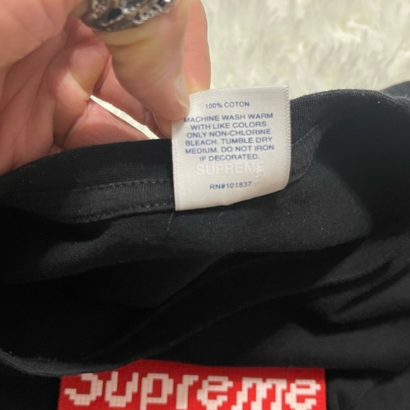 EUC Men’s Size Large Supreme Box Logo Peel-able Patch Cotton Tee In Black & Red - Picture 12 of 13